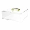 Square Feathers Clear Box With Gold Circle Handles GIFTS