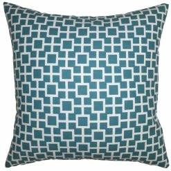 Square Feathers BED & SOFA Teal Chain Throw Pillow