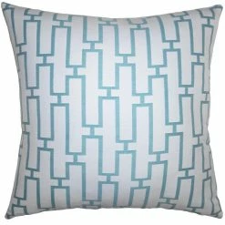 Square Feathers Teal Maze Throw Pillow BED & SOFA