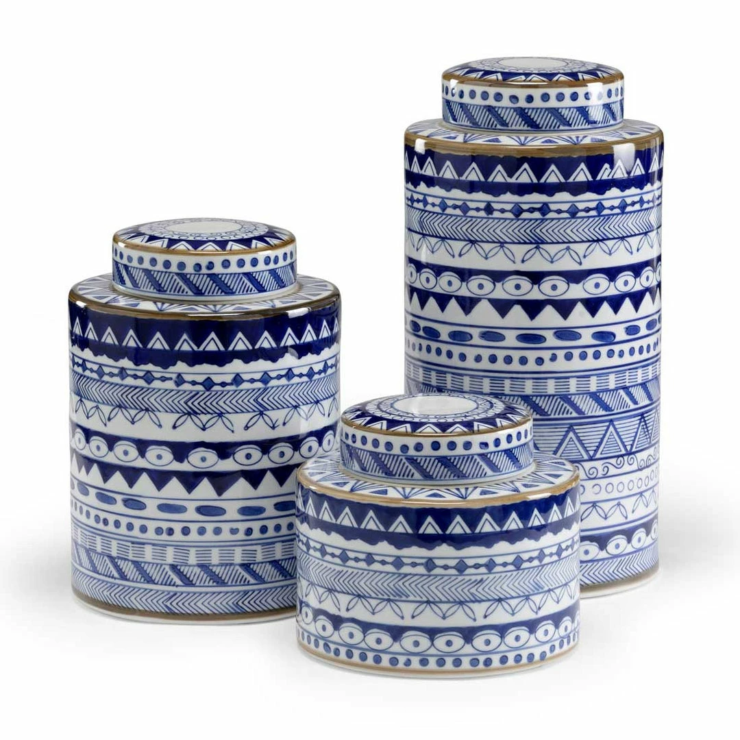 Wildwood DECOR & ROOM ACCESSORIES Blue And White Canisters - Set Of 3 1 Wildwood DECOR & ROOM ACCESSORIES Blue And White Canisters - Set Of 3