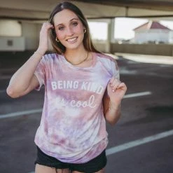 Katydid TEES, TOPS & PULLOVERS Being Kind Is Cool Tie Dye Graphic T-Shirt