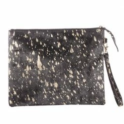 Katydid Black & Gold Metallic Hair On Leather Clutch