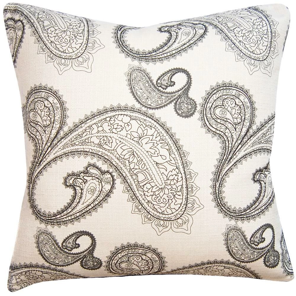 Square Feathers Black And White Paisley Throw Pillow BED & SOFA 1 Square Feathers Black And White Paisley Throw Pillow BED & SOFA