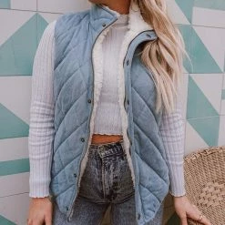 Katydid Quilted Reversible Sherpa Vest With Pockets TEES, TOPS & PULLOVERS