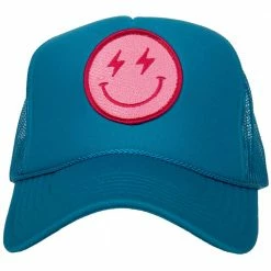 Katydid CAPS & HATS Hot Pink Lightning Happy Face Foam Trucker Hat