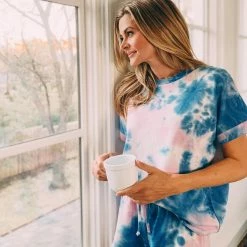 Katydid WOMEN'S LOUNGE & SWIM WEAR Pink And Blue Tie Dye Loungewear Set