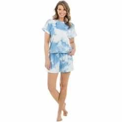 Katydid WOMEN'S LOUNGE & SWIM WEAR Light Blue And White Tie Dye Loungewear Set