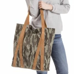 Katydid BAGS, POUCHES & PURSES Camo Print Tote Bag With Leather Straps