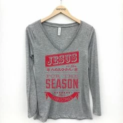 Katydid TEES, TOPS & PULLOVERS Jesus Is The Reason For The Season Long Sleeve Women's Tee