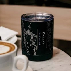 Jace Engraved Insulated Matte Black Map Cup - Dallas