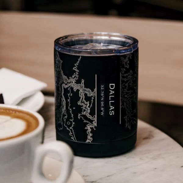Jace Engraved Insulated Matte Black Map Cup - Dallas 1 Jace Engraved Insulated Matte Black Map Cup - Dallas