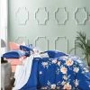 Azure Mango Elizabeth Blue Floral 100% Cotton Reversible Comforter Set BED & SOFA