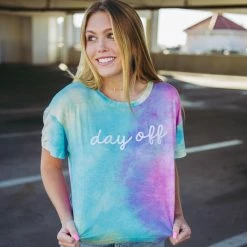 Katydid TEES, TOPS & PULLOVERS Day Off Women's Tie Dye Graphic T-Shirt