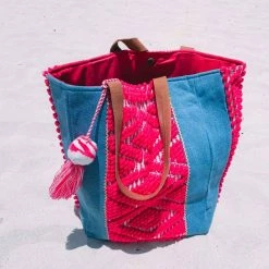 Katydid Hot Pink Denim Hand Or Beach Bag