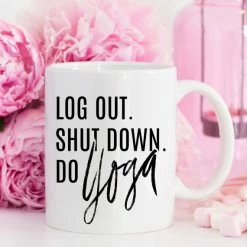 Magenta Shadow Shut Down Do Yoga Mug TABLE & DRINKWARE