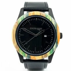 Everwood Company JEWELRY & ACCESSORIES Multi Bamboo & Black Leather Watch 14 Everwood Company JEWELRY & ACCESSORIES Multi Bamboo & Black Leather Watch