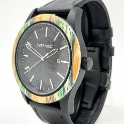 Everwood Company JEWELRY & ACCESSORIES Multi Bamboo & Black Leather Watch 15 Everwood Company JEWELRY & ACCESSORIES Multi Bamboo & Black Leather Watch