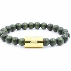 Everwood Company Forest Green Wood Beaded Bracelet