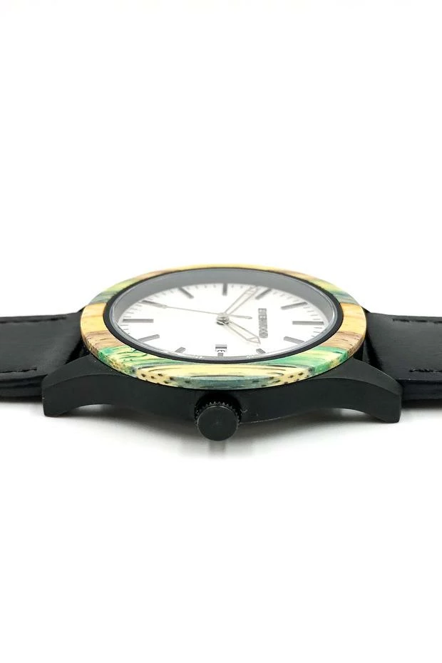 Everwood Company JEWELRY & ACCESSORIES Multi Bamboo & Black Leather Watch 4 Everwood Company JEWELRY & ACCESSORIES Multi Bamboo & Black Leather Watch
