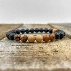 Everwood Company Aromic Sandalwood, Golden Sandalwood, & Lava Rock Bracelet