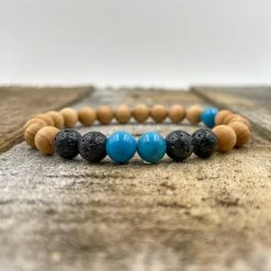 Everwood Company Turquoise Howlite, Lava Rock & Aromic Sandalwood Beaded Bracelet JEWELRY & ACCESSORIES