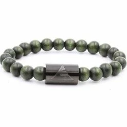 Everwood Company Forest Green Wood Beaded Bracelet
