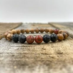 Everwood Company Sesame Jasper, Lava Rock & Sandalwood Beaded Bracelet