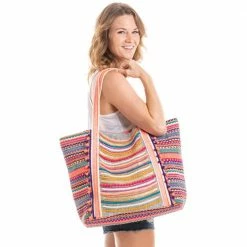 Katydid BAGS, POUCHES & PURSES Pink, Blue And Fuchsia Striped Tote Bag