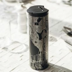 Cyan Castor Pick Your City Matte Black Map Tumbler