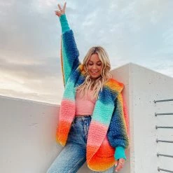 Katydid TEES, TOPS & PULLOVERS Rainbow Lightweight Body Wrap With Hoodie