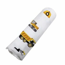 Newcastle Classics KID'S CLOTHING & ACCESSORIES Dump Trucks And Diggers Bamboo Muslin Swaddle
