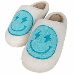 Katydid Turquoise & White Lightning Face Slippers 3 Katydid Turquoise & White Lightning Face Slippers
