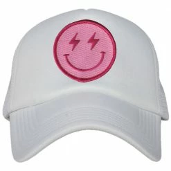 Katydid CAPS & HATS Hot Pink Lightning Happy Face Foam Trucker Hat
