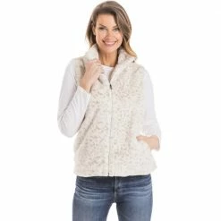 Katydid Snow Leopard Faux Fur Vest With Pockets