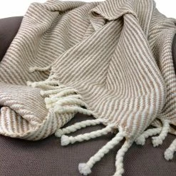 Ariel BED & SOFA Chunky Camel Stripe Alpaca Throw