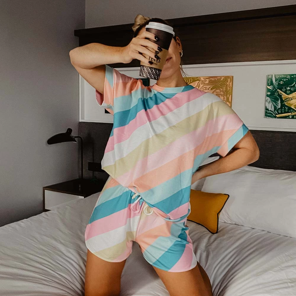 Katydid Striped Pastel Printed Loungewear Set 1 Katydid Striped Pastel Printed Loungewear Set