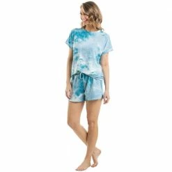 Katydid WOMEN'S LOUNGE & SWIM WEAR Teal And White Tie Dye Loungewear Set 5 Katydid WOMEN'S LOUNGE & SWIM WEAR Teal And White Tie Dye Loungewear Set