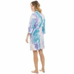 Katydid WOMEN'S LOUNGE & SWIM WEAR Teal, Purple, And Peach Tie Dye Women's Robe 7 Katydid WOMEN'S LOUNGE & SWIM WEAR Teal, Purple, And Peach Tie Dye Women's Robe