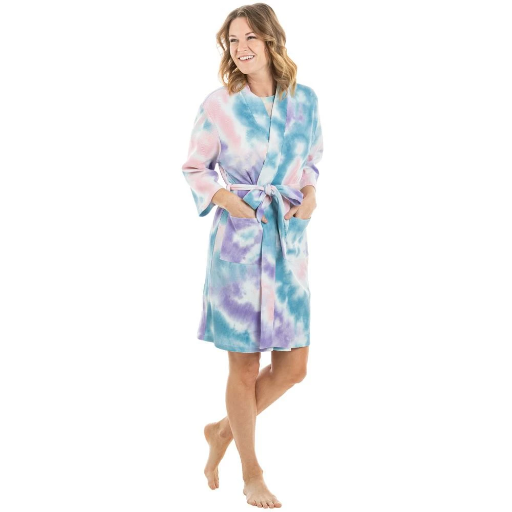 Katydid WOMEN'S LOUNGE & SWIM WEAR Teal, Purple, And Peach Tie Dye Women's Robe 3 Katydid WOMEN'S LOUNGE & SWIM WEAR Teal, Purple, And Peach Tie Dye Women's Robe