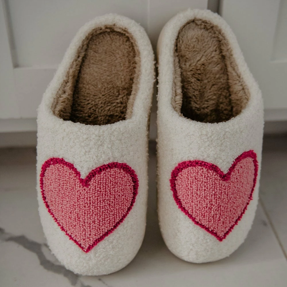 Katydid Pink And Red Heart Valentine Slippers 1 Katydid Pink And Red Heart Valentine Slippers